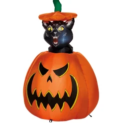 3 Ft 7 In Light-Up Animated Rising Pumpkin Cat Inflatable Decoration