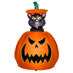 3 Ft 7 In Light-Up Animated Rising Pumpkin Cat Inflatable Decoration