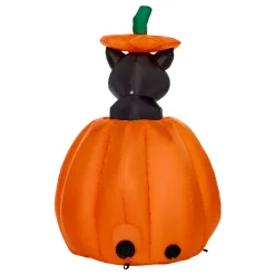 3 Ft 7 In Light-Up Animated Rising Pumpkin Cat Inflatable Decoration