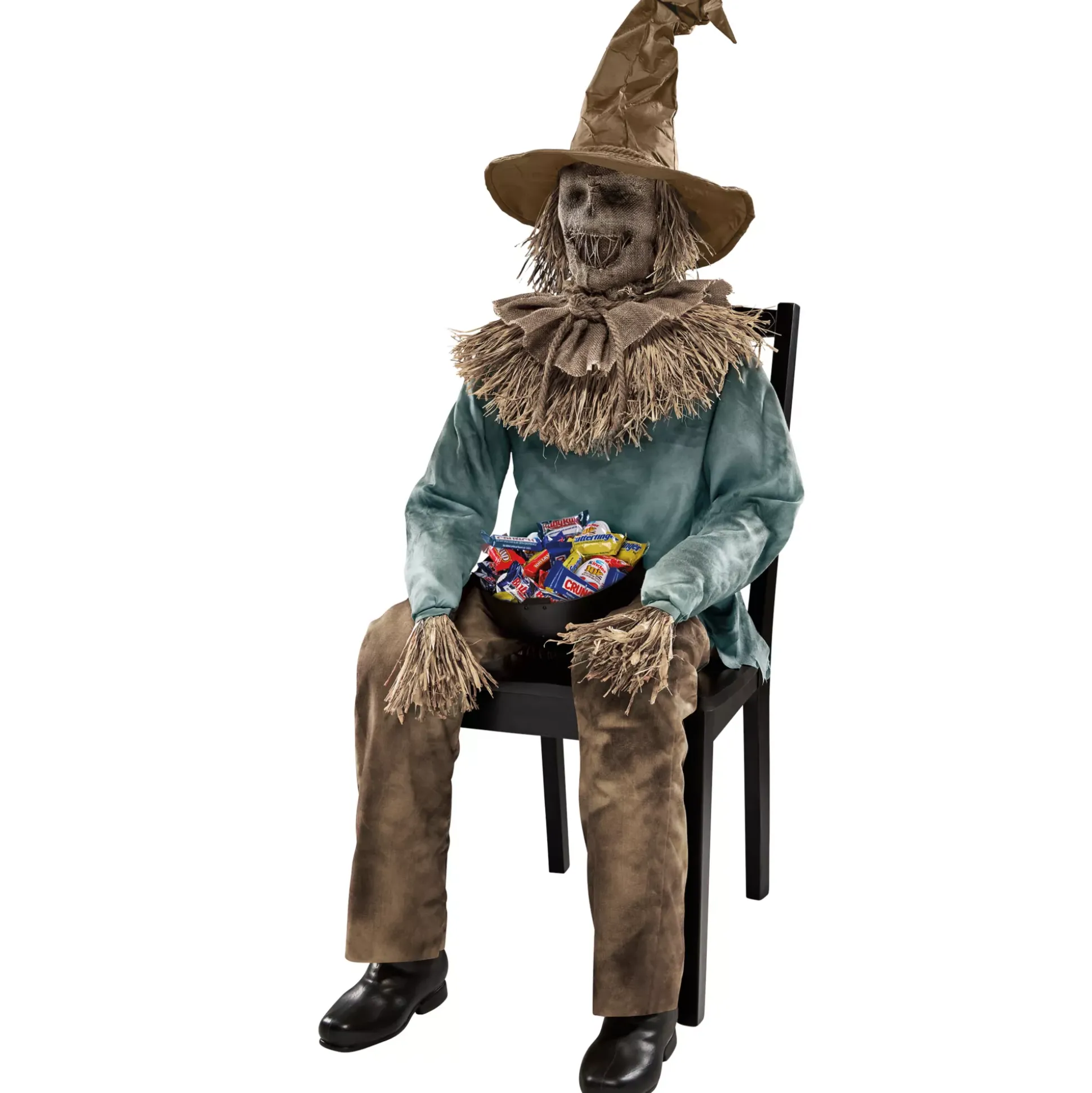 4 Ft 6 In Scary Sitting Scarecrow Animatronic