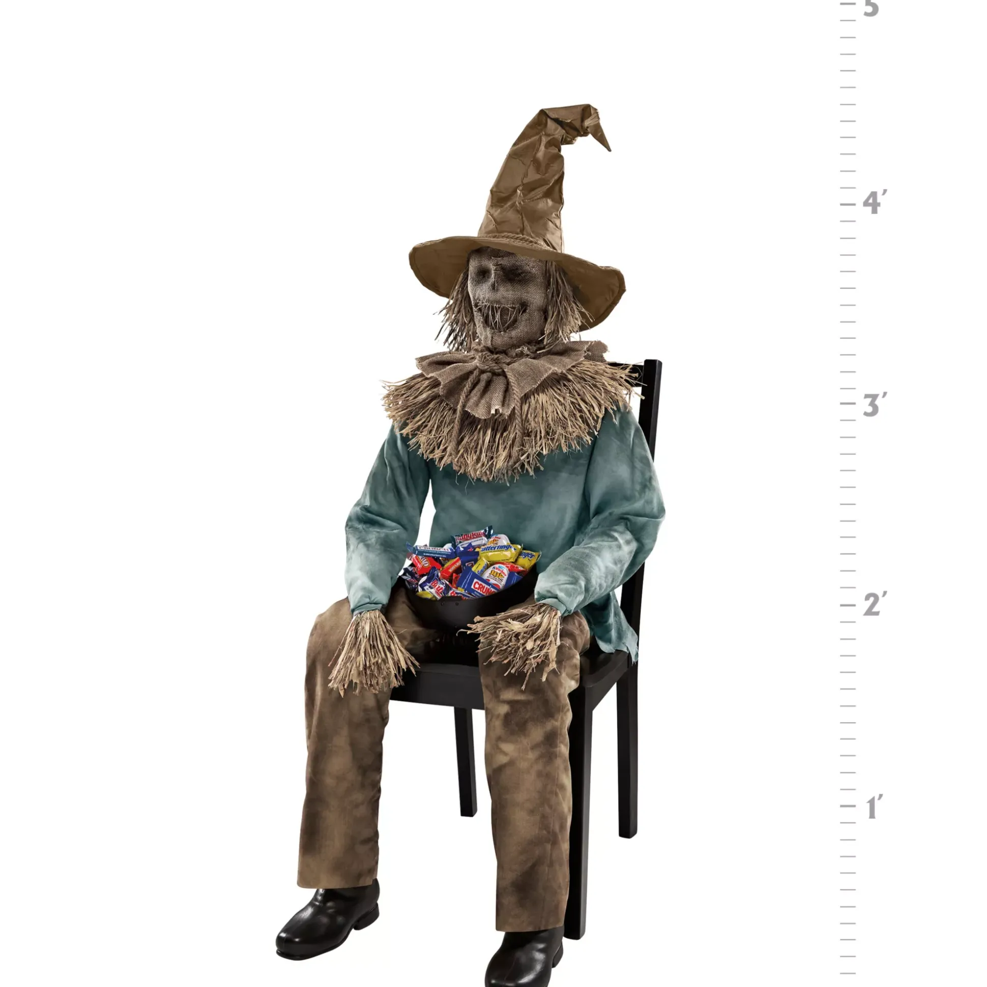 4 Ft 6 In Scary Sitting Scarecrow Animatronic