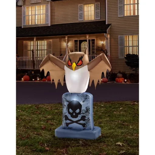 4.5 Ft. Owl Tombstone Light-Up Inflatable Decoration