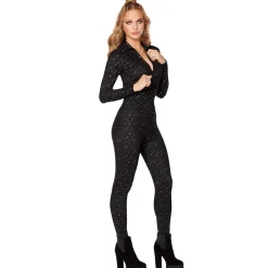 Adult Black Glitter Catsuit