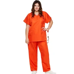 Adult Got Busted Orange Prisoner Plus Size Costume