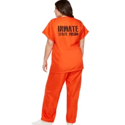 Adult Got Busted Orange Prisoner Plus Size Costume