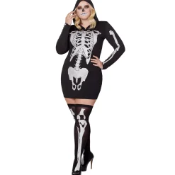 Adult Hooded Holographic Skeleton Costume