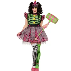 Adult Neon Clown Plus Size Costume