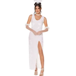 Adult White Velour Maxi Dress