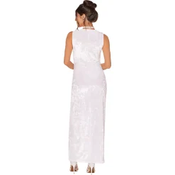 Adult White Velour Maxi Dress