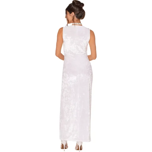 Adult White Velour Maxi Dress