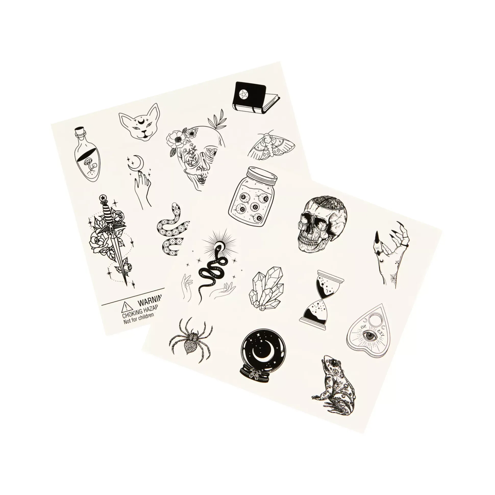 Black Gothic Witch Temporary Tattoos - 20 Pack