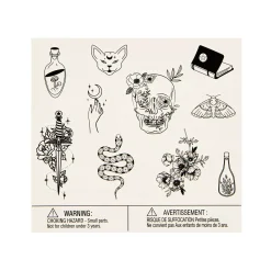 Black Gothic Witch Temporary Tattoos - 20 Pack