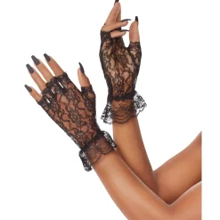 Black Lace Ruffle Gloves