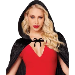 Black Velvet Hooded Womens Cape