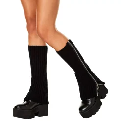 Black Zipper Leg Warmers