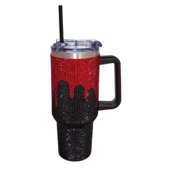 Blood Drip Rhinestone Travel Tumbler with Straw - 40 oz.