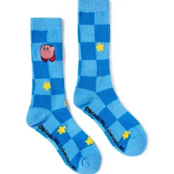 Blue Checkered Kirby Star Crew Socks