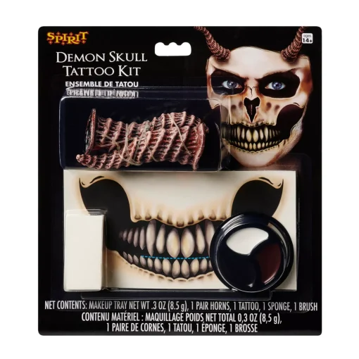 Demon Skull Tattoo and Horns Kit