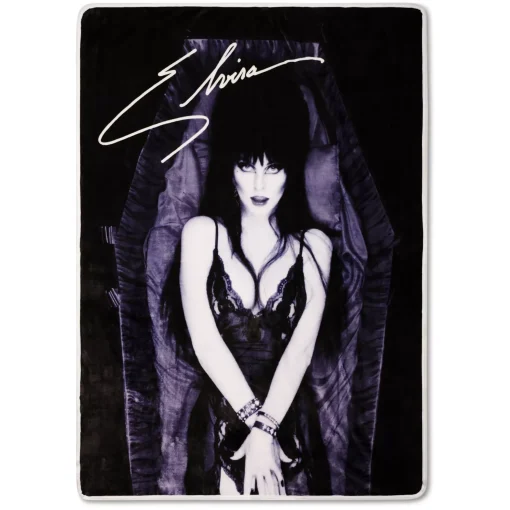 Elvira Purple Coffin Fleece Blanket