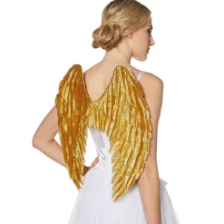 Goldtone Feather-Effect Angel Wings