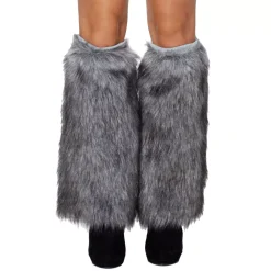 Grey Faux Fur Leg Warmers