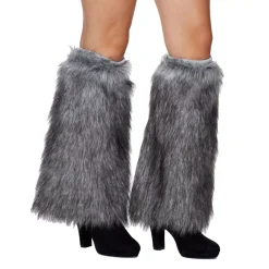 Grey Faux Fur Leg Warmers