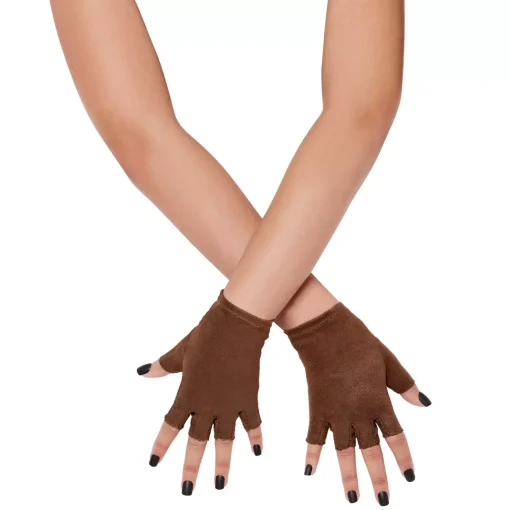 Kids Brown Fingerless Gloves