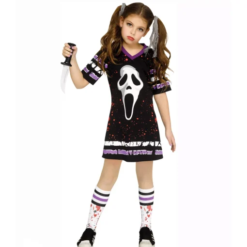 Kids Ghost Face Jersey Dress Costume