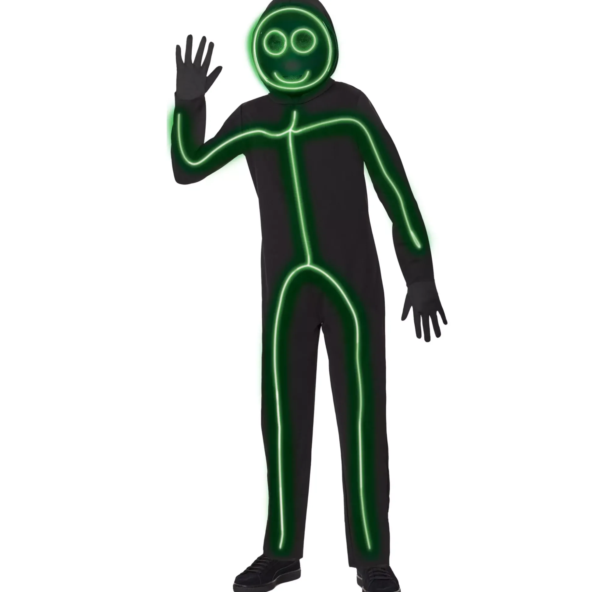 Kids Light-Up EL Wire Green Stick Figure Costume