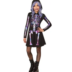 Kids Pastel Skeleton Hooded Dress Costume