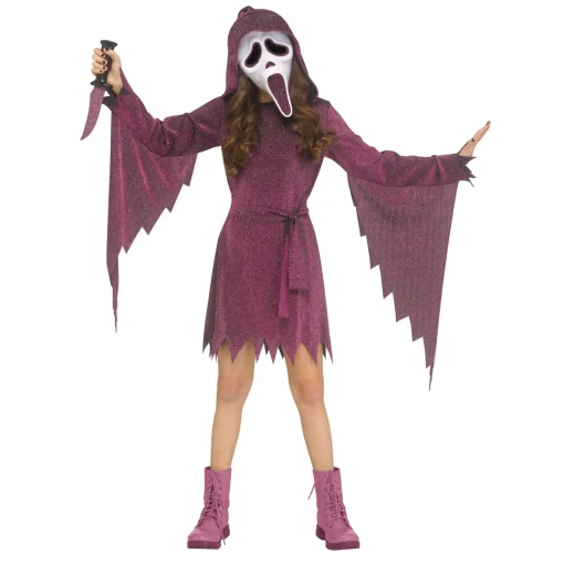 Kids Pink Ghost Face Bling Dress Costume
