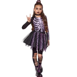 Kids Purple Punk Gothic Skeleton Costume