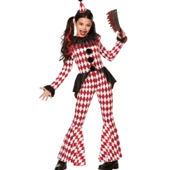 Kids Red Carnival Clown Unitard Costume