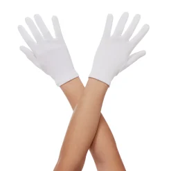 Kids White Short Gloves