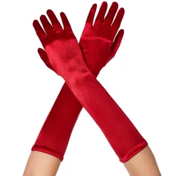 Long Red Satin Gloves