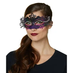 Purple Rhinestone Intricate Eye Half Mask