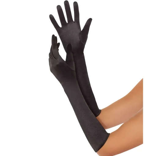 '20s Black Satin Gloves