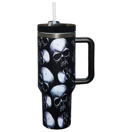 Skull Portable Travel Tumbler with Straw - 40 oz.