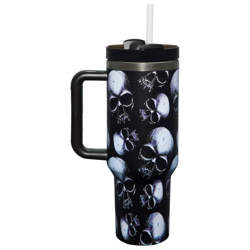 Skull Portable Travel Tumbler with Straw - 40 oz.