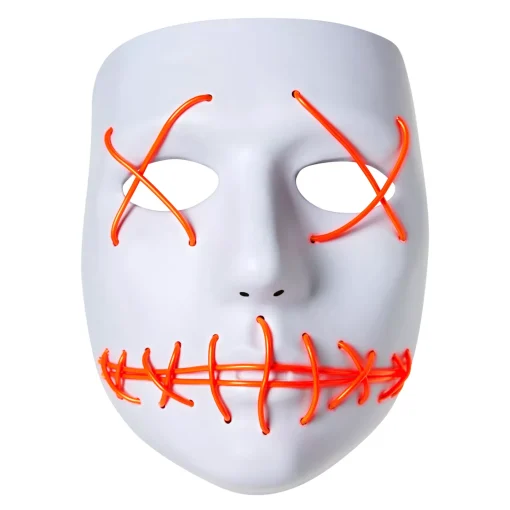 White and Red EL Wire Half Mask