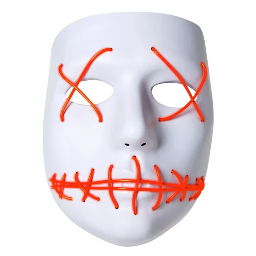 White and Red EL Wire Half Mask