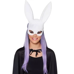 White Glitter Bunny Mask